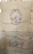 NEW NEEDLEPOINT CANVAS GOBELIN GERMANY LARGE CHAIR PAD SEAT BACK FLORAL GORGEOUS