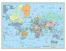 WORLD Wall Map Political Poster 32"x24" LARGE PRINT Laminated