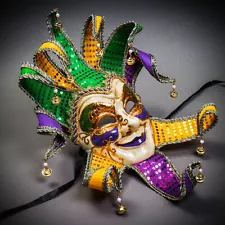 Unique Mardi Gras Luxury Jester Joker Venetian Masquerade Costume Party Mask