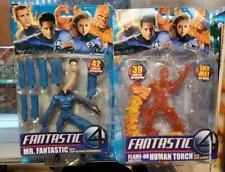 Fantastic Four Mr. Fantastic + HUMAN TORCH Figure Snap-on 2005 ToyBiz READ