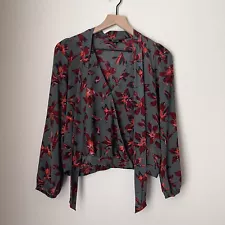 Madewell Silk Tie-Neck Wrap Top In Winter Orchid Size Medium