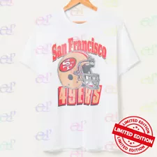 SALE!!_ San Francisco 49ers Throwback Helmet White T-Shirt S-5XL Gift Fans