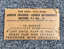 Vietnam Era US Sodium Chloride Bicarbonate First Aid Packet