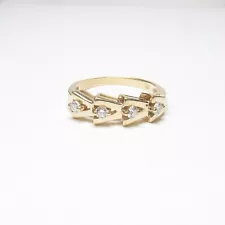 STULLER Estate 14K Yellow Gold 4 Brilliant Cut Diamond Band Style Ring 0.24 Cts