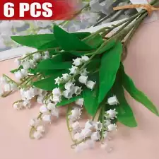 6Pcs/Bundle White Lily of the Valley Fake Plants Artificial Flower Home Decor us