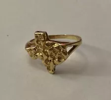 14k Yellow Gold Texas State Nugget Ring 3.2 Gr - Size 7