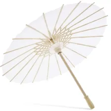 12-Pack White Paper Umbrella Parasols for DIY Crafts, Decor, & Wedding 15.5" Dia