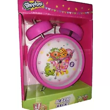 NIB Shopkins Charming Girls Pink Alarm Clock With Ringer. Great For Ages 6+