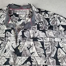 Tommy Bahama Mens Prism Palms Leaf Print Silk Blend Hawaiian Shirt Shadow Sz XL