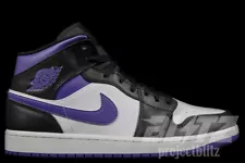 AIR JORDAN 1 MID DARK IRIS 2022 554724-095 BLACK DARK IRIS WHITE PURPLE AJ1