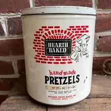 Vintage Revonah Pretzel Bakery Hearth Baked Metal Tin Hanover PA 2 1/4 LB Can