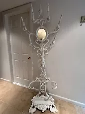 Antique Cast Iron Hall Stand Hall Tree w/ Umbrella Stand/Mirror 1800s Victorian