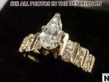 NobleSpirit) 1.15+ Carat Pear Cut Diamond Engagement Ring Sz7 APPRAISED $4,800!