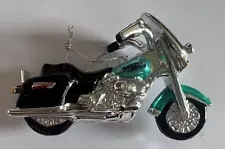 Blue & Silver Harley Davidson Ceramic Motorcycle Christmas Ornament 2002