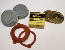 Vintage Zinc Lids Jar Rubbers & Lids for Kerr 63 Size Mason Seal Rings USA