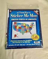 Large USA Educational State Map Interactive Home School Teachers Various Ages