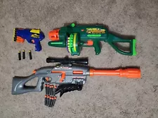 Lot Of 3 Buzz Bee Toys Air Blaster Guns, 2 Work (Jaguar) , 1 For Parts (Tommy)