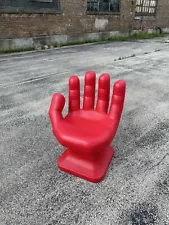 GIANT Red left HAND SHAPED CHAIR 32" adult 70s Retro iCarly NEW