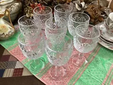 6 1/2”h Pressed Glass Goblets EAPG Pattern Clear w/ Paneled Palms Pattern 8Pcs