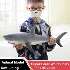 22"/55CM Super Great White Shark Figure Animal Model Toy Collector Decor Gift