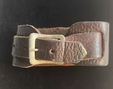 Vintage Punk Rock Handcrafted Brown Leather Wristband Bracelet Adjustable