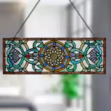 24" Stained glass Victorian Garden Tiffany style Window Panel Suncatcher