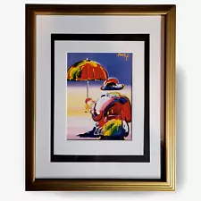 Peter Max "Umbrella Man at Sunset" - Iconic Pop Art -Framed/Matted Free Shipping