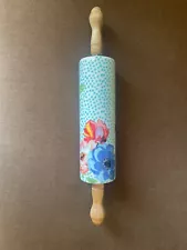 Pioneer Woman Ceramic Rolling Pin w/ Wood Handles Spring Melody Floral RETIRED