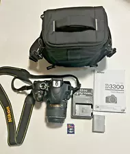 Nikon D3300 w/ 18-55mm Nikkor Lenses - Battery And Charger - SD - Case EUC