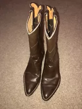 NICE! Justin Boots Mens 8.5 B Brown Leather 7034 Cowboy Stove Pipe Western