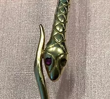 18k SOLD YELLOW GOLD SNAKE BRACELET WITH PINK STONE- RARE!! SALE