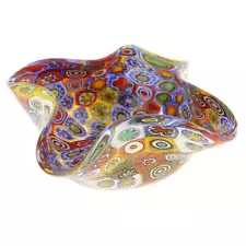 GlassOfVenice Murano Glass Golden Quilt Millefiori Decorative Bowl