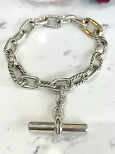 David Yurman Madison Chain Bracelet with Diamond Lexington Barrel Pendant