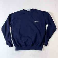 Y2K Handcuffs Crewneck Sweatshirt L-XL Vtg Blue Skater Plain Outdoors Work