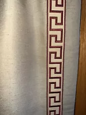 CUSTOM ROBERT ALLEN DRAPES~TAUPE RAW SILK~INTERLINED~GREEK KEY TRIM~92”LONG