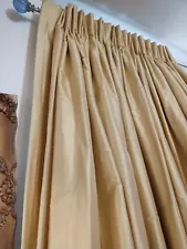 Pinch Pleated Drapes In Pale Yellow Raw Silk Taffeta, Lined 102" L x 138" W