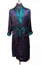 Number 1 London Purple Green Trim Bath Robe Silky Soft Men’s SZ S/M