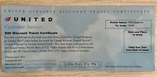 Collectible UNITED AIRLINES Discount Travel Certificate NO VALUE NOT REDEEMABLE