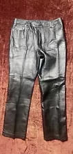 Newport News Vtg Genuine Leather Black Pants Fully Lined Women’s 12