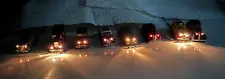 Lot of eight HO scale Highway vehicles with working headlights & power supply