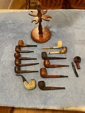 New ListingLot Of 12 Vintage Tobacco Pipes Including Holder