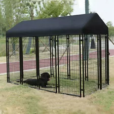 Luxury Outdoor Dog Kennel Pet House Enclosure Run Cage Playpen with Roof & Cover