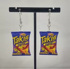 Hook Drop Dangle Pierced Earrings Takis Fuego Chips Big Plastic Food Jewelry