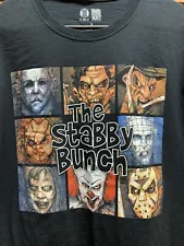 GDA The Stabby Bunch T-Shirt BLACK Sz L Has Chucky, Freddy, Jason, IT, Pinhead