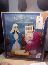 3piece Nativity Blow Mold Set Mary Joseph And Baby Jesus 28" New In Box...