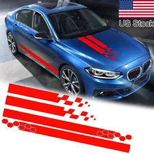 4x Red Racing Long Stripe Body Side Front Hood Decor Sticker Vinyl Decal For BMW (For: Mazda MX-5 Miata)