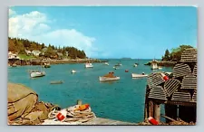 Maine Lobster Boats and Gear Typical Scene 1960 ME Vintage Postcard