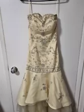 Prom Wedding Dress Pastel Yellow Mermaid Asymmetrical size 0