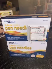 True Plus Pen Needles 5 Bevel 4MM 2 Boxes Of 100 = 200 Total- EXP 10/31/2028