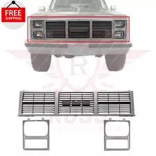 New Front Grille + Head Light Door / Bezel Fits 1985-1988 GMC C1500 PICKUP JIMMY